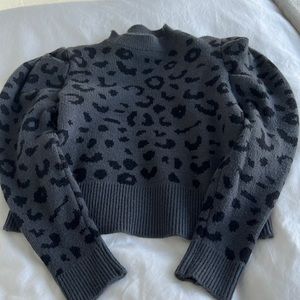 grey cropped high neck sweater